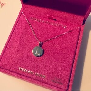 DAINTY GOLD PLATED STERLING SILVER L PENDANT NECKLACE